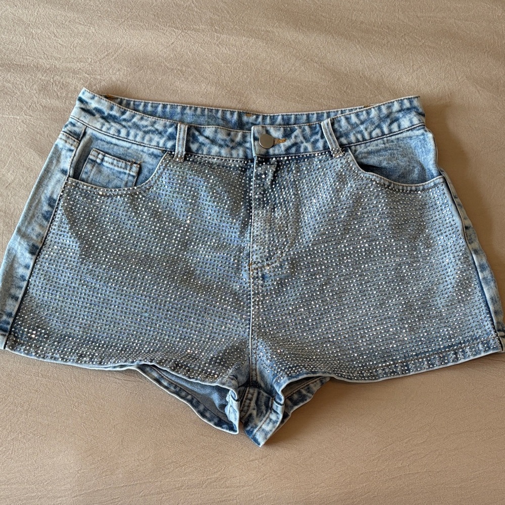 Altar’d State Denim Rhinestone Shorts